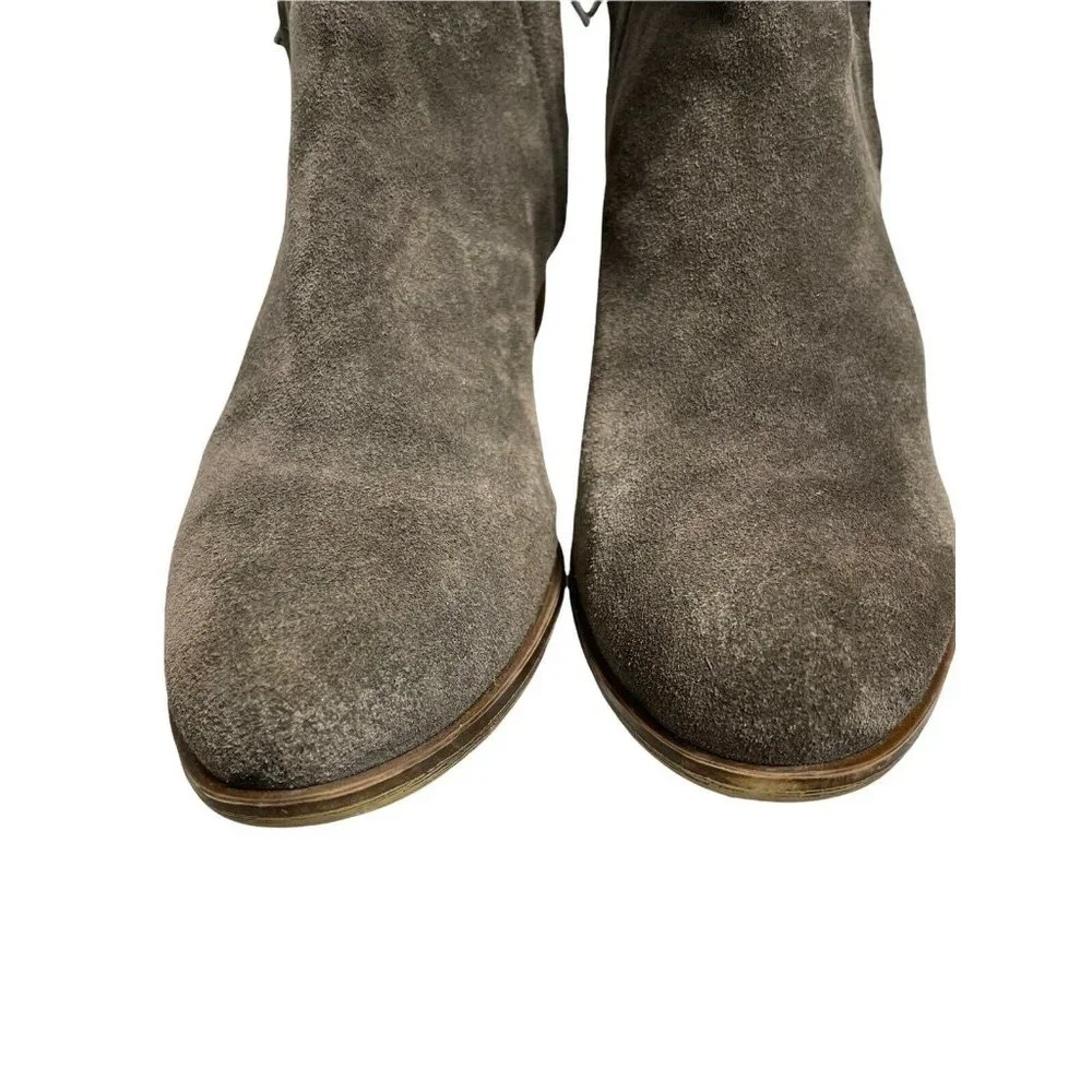 Lucky Brand Shoes Womens 9 Brenon Iron Gray Suede Leather Ankle Zip Booties - Picture 5 of 12